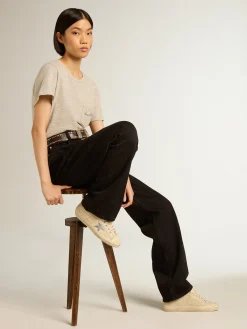 Best Golden Goose V-Star feminino de suede pérola com estrela de couro metálico prateado Cabedal de suede cor de pérola