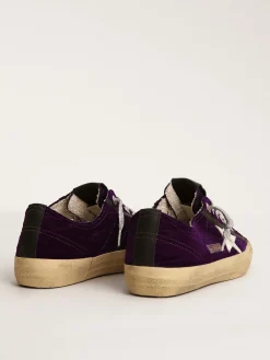 Sale Golden Goose V-Star Feminino LTD de veludo roxo com estrela de couro branco Cabedal em veludo roxo