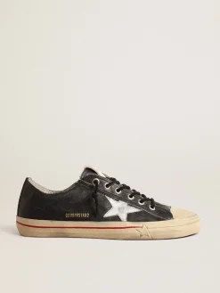 Clearance Golden Goose V-Star LTD de lona azul com estrela de couro metálico prateado Cor: azul-escuro