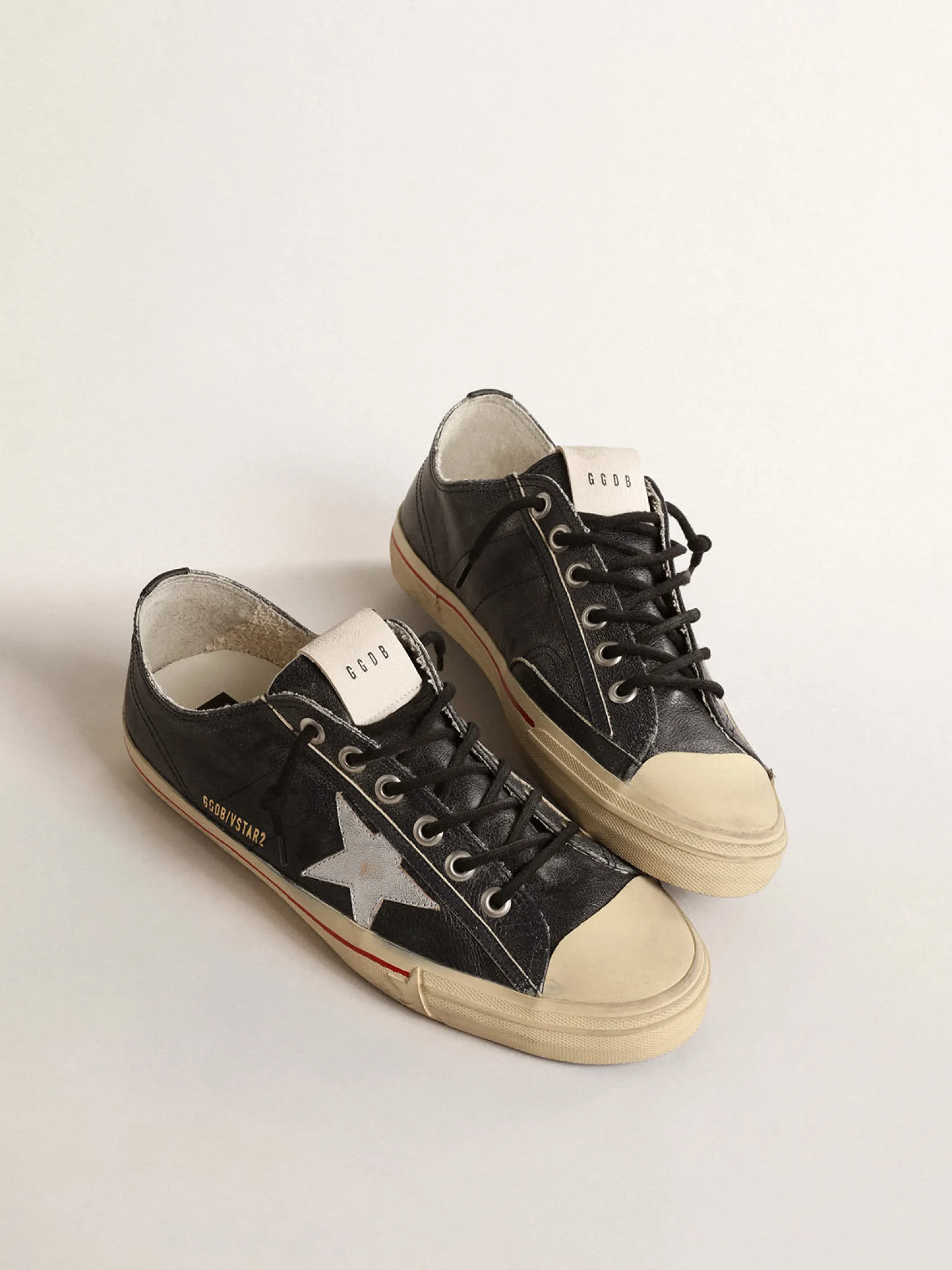 Clearance Golden Goose V-Star LTD de lona azul com estrela de couro metálico prateado Cor: azul-escuro