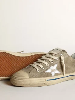 Flash Sale Golden Goose V-Star masculino com cabedal de suede e estrela prateada Cabedal de suede havana-rosado