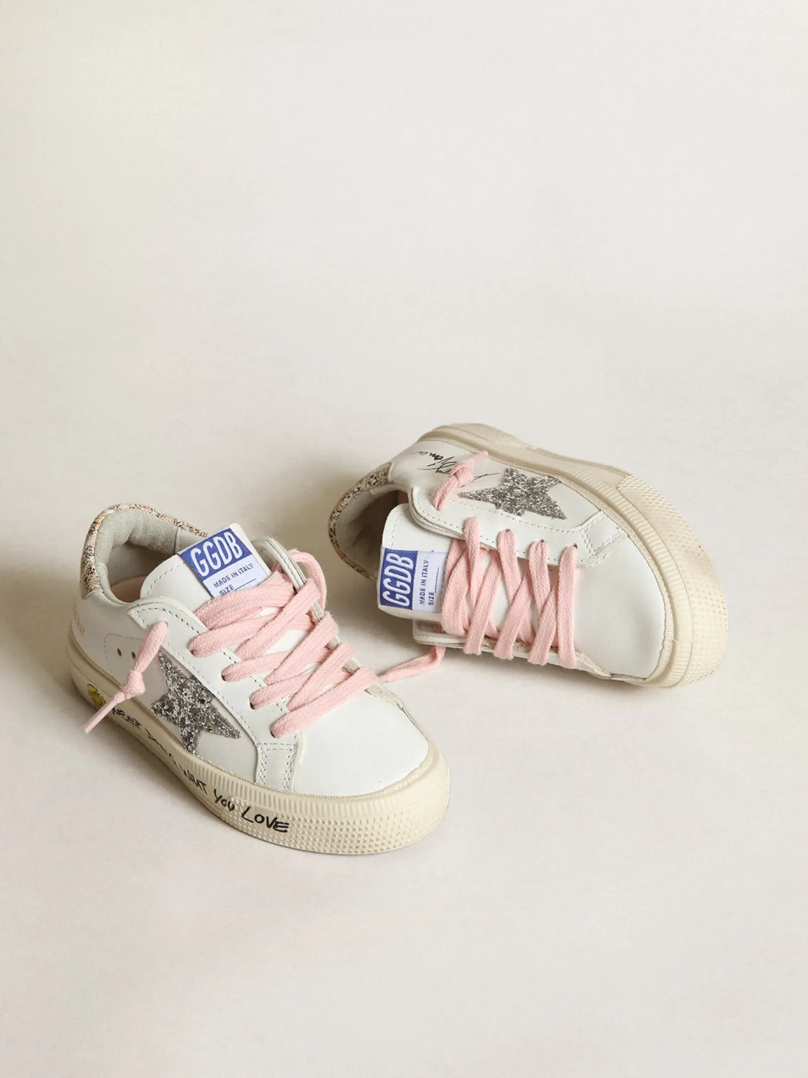 Clearance Golden Goose Young May com estrela de glitter prateado e talão estampa de leopardo Cor: branco