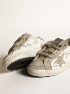 Outlet Golden Goose Young Old School de napa branca com inserções havana-rosado Cabedal de napa branca