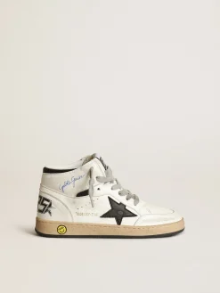 Online Golden Goose Young Sky-Star de napa branca com estrela e talão pretos Cabedal de napa branca