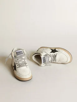 Online Golden Goose Young Sky-Star de napa branca com estrela e talão pretos Cabedal de napa branca