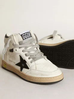 Online Golden Goose Young Sky-Star de napa branca com estrela e talão pretos Cabedal de napa branca