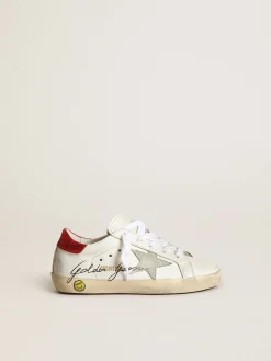 Cheap Golden Goose Young Super-Star com estrela de suede cinza Cor: branco